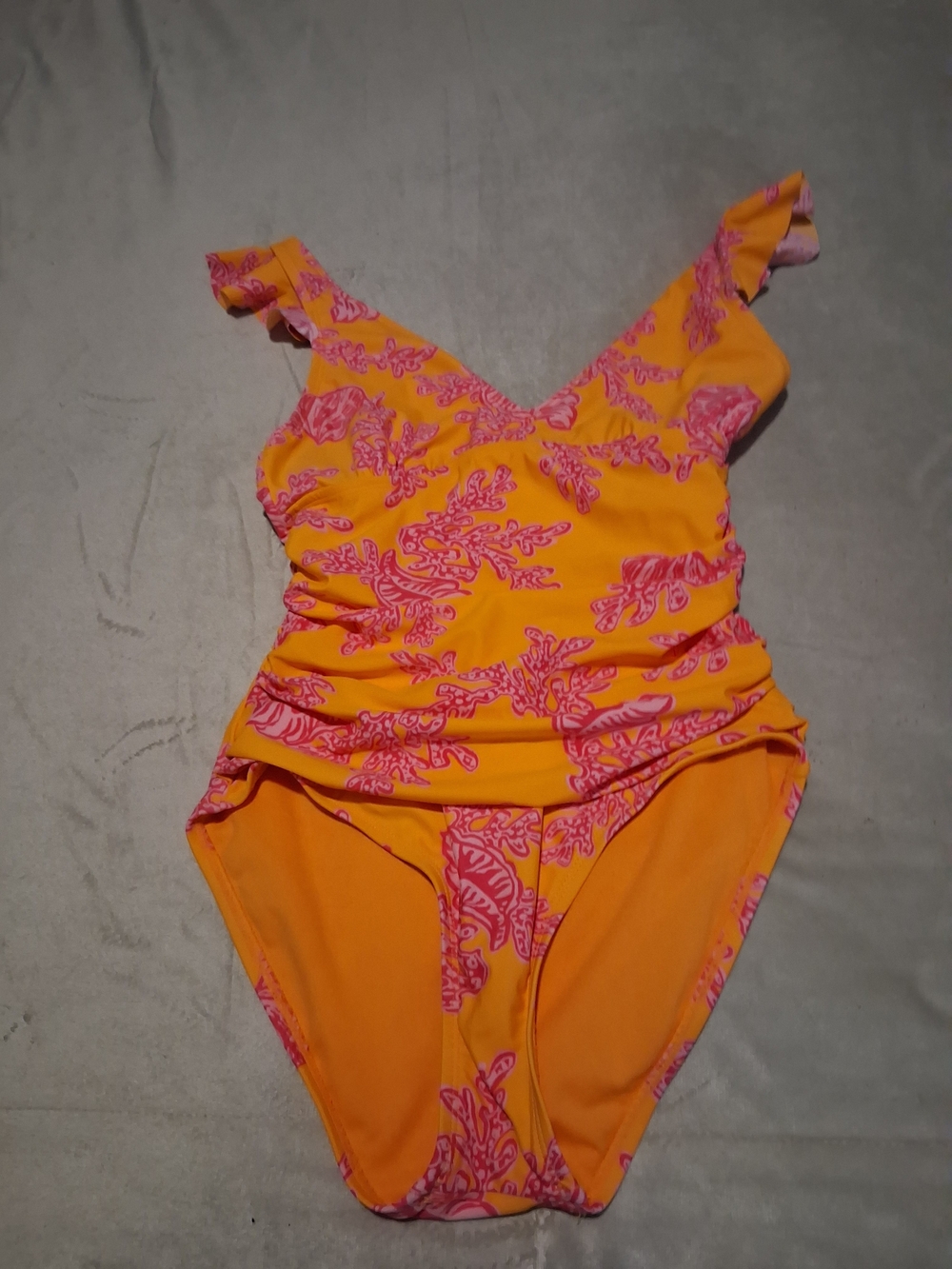 Ellen Tracy Pink & Orange Floral One-Piece Swimsuit